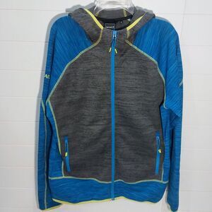 ICEPEAK Men's XL Fleece Midlayer Jacket Blue Yellow Grey Full Zip Hoodie